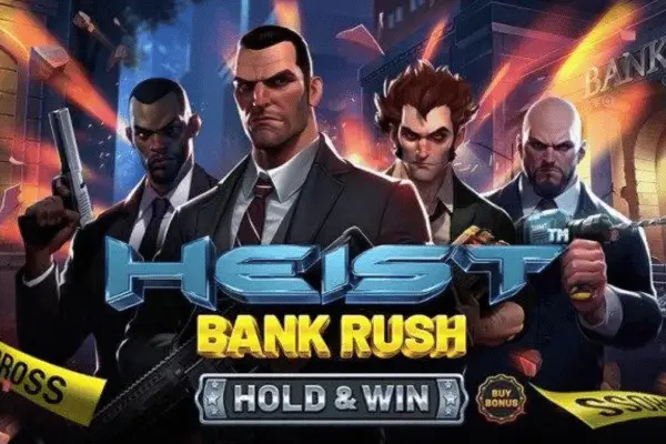 Slots Gossip 49 Heist Bank Rush slots poster for blog demo and review